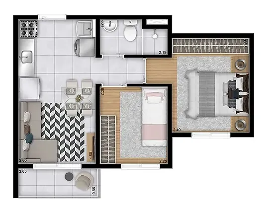 Planta apartamento Plano&Mais Morumbi