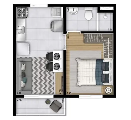 Planta apartamento Plano&Mais Morumbi